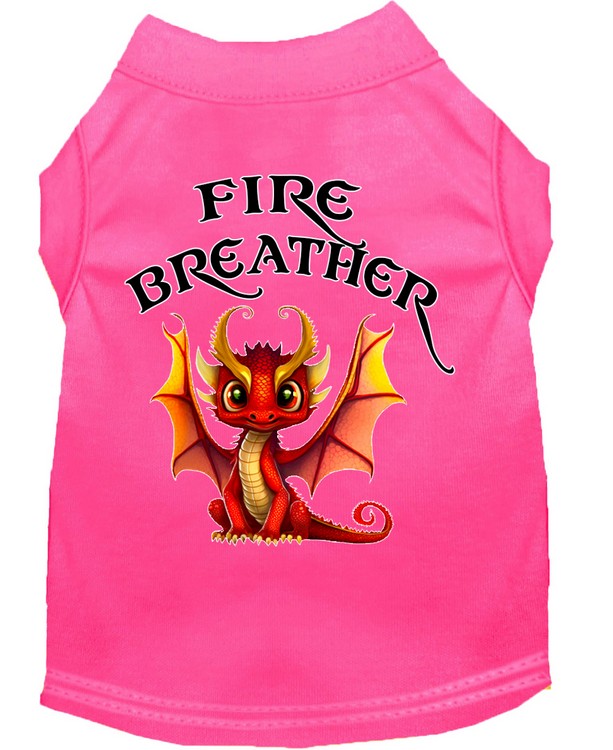 Fire Breather Dragon Screen Print Dog Shirt Bright Pink XS (8)